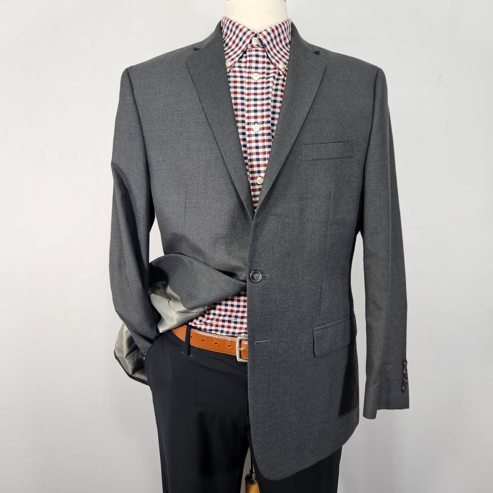 Calvin Klein Men's Sport Coat Blazer Two Button Gray Twill Poly Rayon Size 42R
